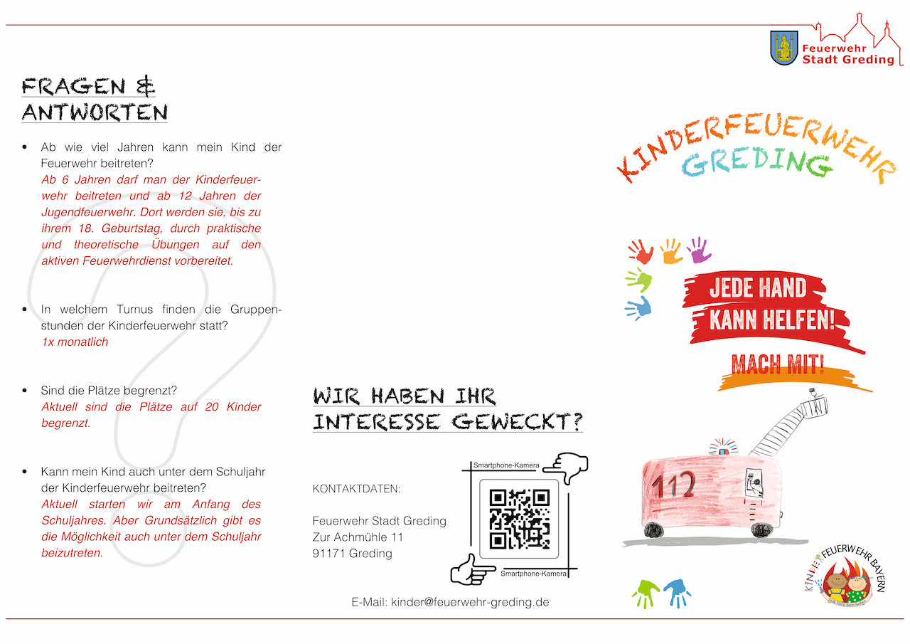 Flyer der Kinderfeuerwehr